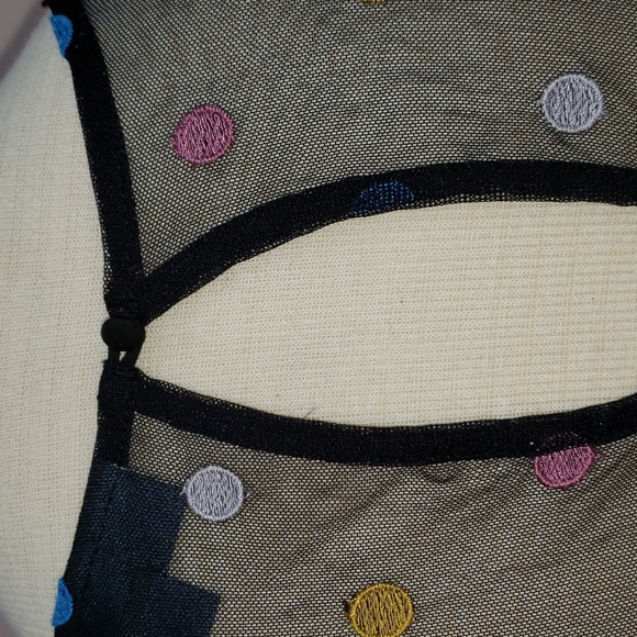 Modcloth Dazzle Do It Dotted Black Mesh Long Sleeve Dress, Size Medium - Picture 3 of 9